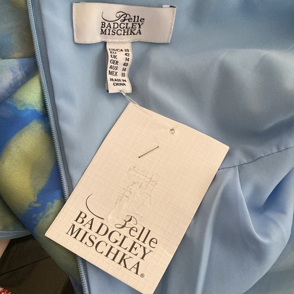 Badgley Mischka Blue and Green Halter Mini Cocktail Party Dress size 10 - Picture 10 of 13